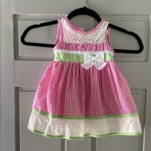 Rare Editions Pink and White Sleeveless Sundress with Peter Pan Collar